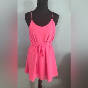 Naked Zebra Hot Pink Sleeveless Tie-Waist Cami Dress